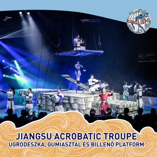 Jiangsu Akrobatikus Társulat, ugródeszak, gumiasztal és billenő platform